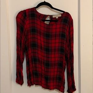 Red Plaid Loft Blouse